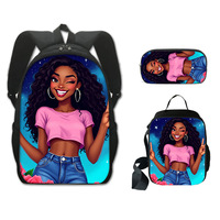 Sac à dos unisexe africain en polyester Oxford avec doublure, motif dessin animé, grande capacité, bretelles rembourrées pour écoliers du primaire