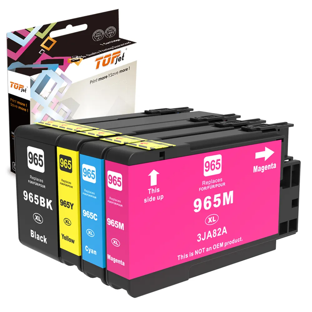 Topjet 969XL 965XL 969 965 XL Cartridge tinta kompatibel warna hitam untuk HP HP969 HP965 OfficeJet Pro 9010 9025 pencetak InkJet