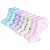 Chaussettes courtes pour femmes personnalisées OEM ODM en gros, en coton doux, avec imprimé mini-fleurs, chaussettes basses quotidiennes pour dames