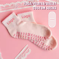 Chaussettes de yoga personnalisées avec broderie de Pilates pour jeunes, avec logo gratuit, baril de gymnastique, chaussettes de fitness pour sports d'intérieur, personnalisation