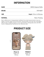 Authentique POP MART DIMOO Elephant MoMo Figurine en résine floquée 12,5 cm Style animal mignon Jouet d'art de collection édition limitée Cadeau d'anniversaire