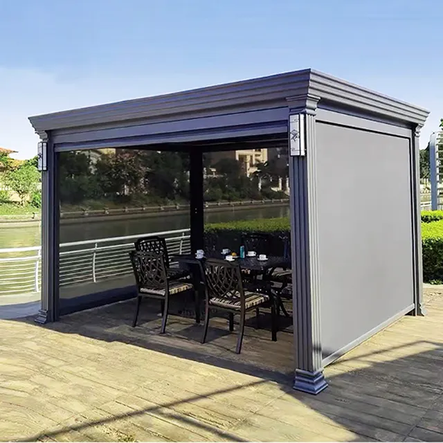 Luxus motorisierte Lamellendach-Kits Outdoor Aluminium Bio klimatischer Pergola Pavilion Outdoor-Pavillon