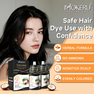 MOKERU Crema Colorante para el Cabello Negro <span class=keywords><strong>Coco</strong></span>, Extracto de Plantas Sin Amoníaco, Cobertura Duradera para Canas, Hombres y Mujeres, Marca Privada 500ml*2 - Product Image 2