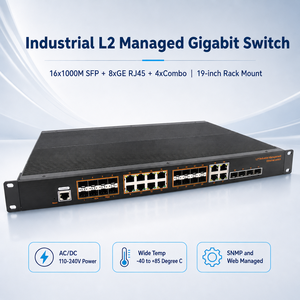 สวิตช์ SFP แบบติดตั้งบนแร็คอุตสาหกรรม 16 พอร์ตไฟเบอร์ 8 พอร์ต GE RJ45 4 พอร์ตคอมโบ 1U 19 นิ้ว สวิตช์เครือข่าย L2 - Product Image 1