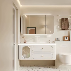 High end French style <b>LED</b> light defogging <b>mirror</b> cabinet integrated high-end intelligent bathroom cabinet - Product Image 1