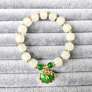 Trung Quốc Phong Cách Hạt Thủy Tinh Ping Một Khóa Vòng Đeo Tay Cuộc Sống Lâu Dài Khóa Mặt Dây Chuyền Tốt Ý Nghĩa Sinh Viên Chuỗi Quà Tặng Cho Bạn Bè - Product Image 2