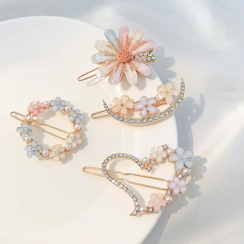 Ins Hot Selling Rhinestone Bobby Pins Pearl Hair Slides Women Hairpins Bling Lady Girls Women Hair Accessories Hair Clips