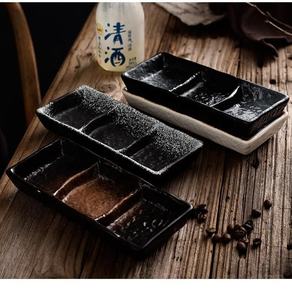 Plato Japonés para Sushi con División para Salsa y Vinagre, Plato de Cerámica para Snacks y Ensaladas para Restaurante - Product Image 5