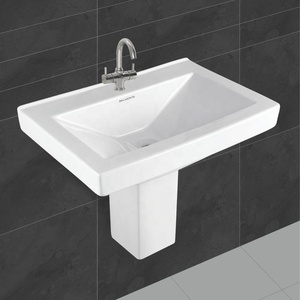 Top vente blanc céramique demi-piédestal lavabo Lavabo ensemble avec armoire salle de bain inde conception en gros - Product Image 5