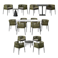 Ensemble de salle à manger d'extérieur en aluminium moulé, table longue avec 4/6/8/10/12 chaises, ensemble de salle à manger de patio en aluminium moulé