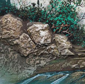 Arte de pared de <span class=keywords><strong>paisaje</strong></span> de Río <span class=keywords><strong>Rural</strong></span> moderno hecho a mano, <span class=keywords><strong>pintura</strong></span> de arenisca con Base de soporte de lienzo para decoración del hogar y arte de Adorno - Product Image 2