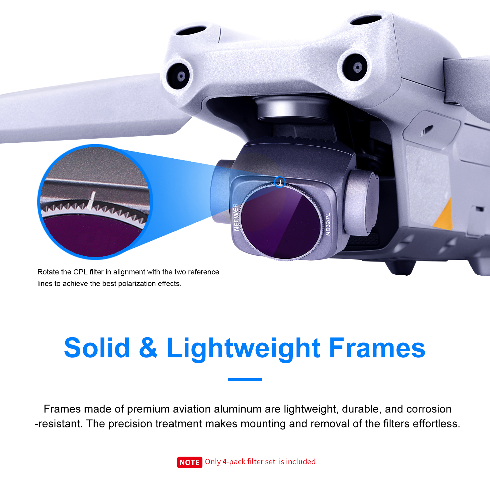 Jeu De Filtres ND DJI Air 2S (ND4/ND8/ND16/ND32) - Contrôle Parfait De La Lumière Pour Des Vidéos Cinématographiques