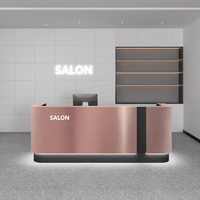 Comptoir de réception en acier inoxydable au design moderne, peinture brillante, pour salon de beauté, salon de coiffure, restaurant