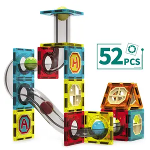 3D磁性瓷砖积木52PCS DIY滑动轨道轨道球组装教育玩具