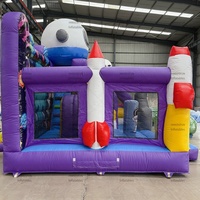 Structure gonflable combinée PVC Thème Cœur Amour avec toboggan, motif Astronaute Fusée, pour enfants, idéale pour fêtes et locations extérieures 5mx4mx5m