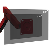 Brazo de monitor único rojo de fábrica de 17-32 pulgadas con resorte mecánico para evitar la postura de la cabeza hacia abajo giratoria inclinación rotar para oficina rápidamente