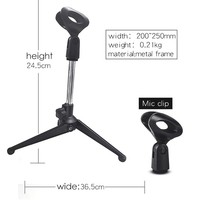Mini support de microphone de bureau professionnel noir réglable trépied de basson de fournisseur d'or