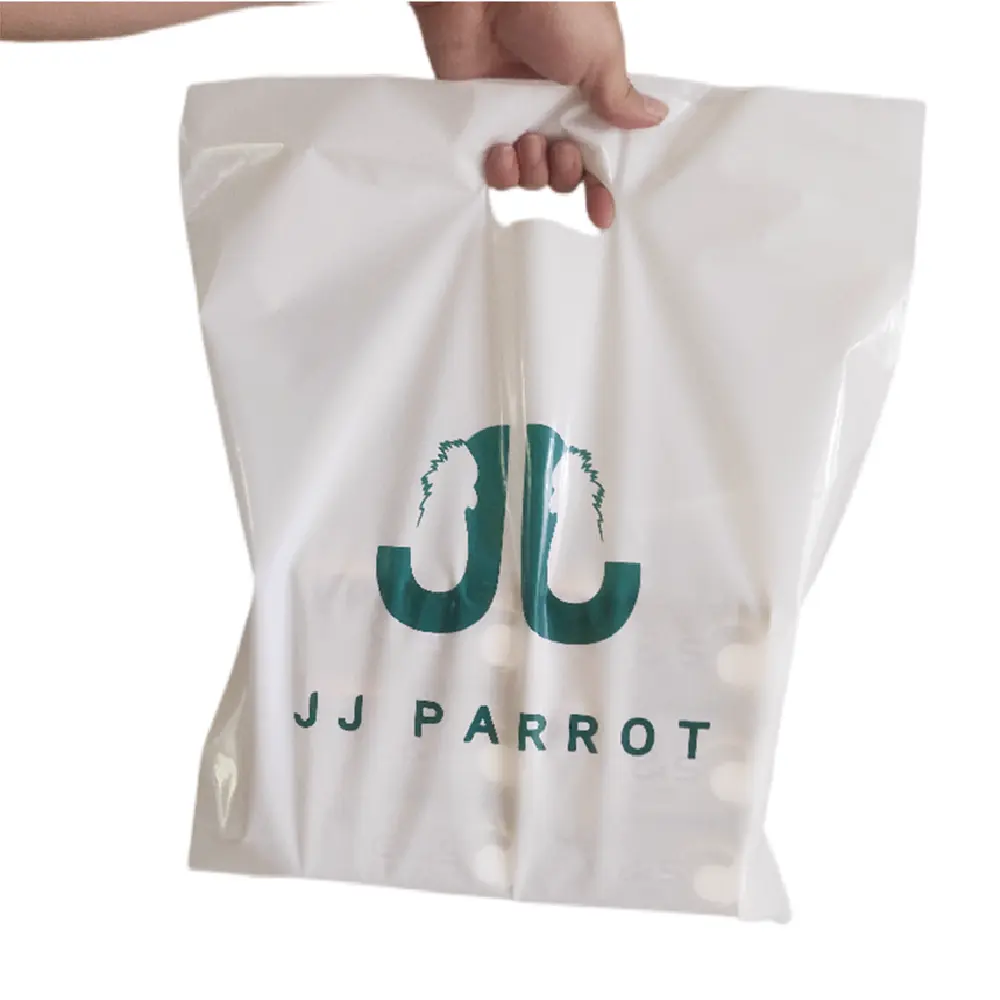 Cetak Kustom Logo Tas Belanja Plastik Kualitas Tinggi Kemasan Plastik HDPE Die Cut Handle Carry Bag