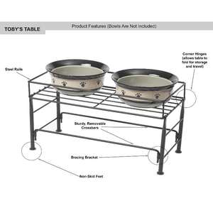 Support en acier pour gamelle de chien de taille moyenne, noir, avec rangement pour deux bols de 8 pouces de diamètre - Product Image 3