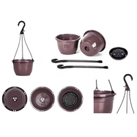 Pots de fleurs suspendus en plastique légers et écologiques avec trou de drainage et crochet de suspension robuste pour une utilisation en intérieur/extérieur