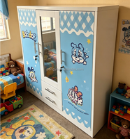 Armoire en acier antipoussière avec portes, pour chambre à coucher, maison de location, rangement des vêtements de bébé et organisation du domicile, meuble à vêtements.