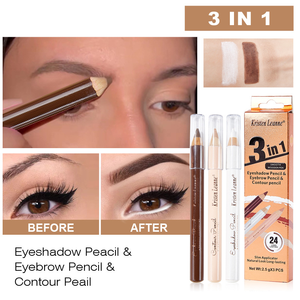 Juego de lápices para cejas, delineador de ojos y corrector 3 en 1 a prueba de agua, accesorio de maquillaje permanente de larga duración - Product Image 3