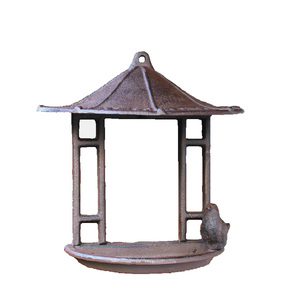 <strong>Wall</strong> <strong>Mounted</strong> Cast Iron <strong>Bird</strong> <strong>Feeder</strong> with <strong>Bird</strong> Design Decorative Metal Hanging <strong>Bird</strong> Food Dispenser for Garden <strong>Wall</strong> Decor - Product Image 2