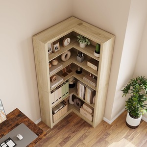 Fornitore di fabbrica all'ingrosso pesante libreria ad angolo a 5 livelli 71.8 ''alto a forma di L scaffale in legno stile fattoria di stoccaggio