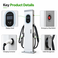 Station de recharge AC commerciale pour véhicules électriques, montage au sol, IP54, CE, TUV, CB, 22kW, 44kW, chargeur de voiture électrique, parking public, fournisseur OEM ODM
