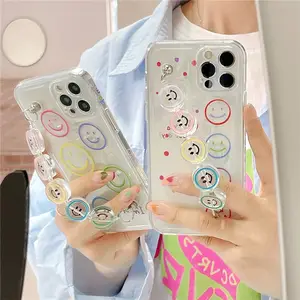 Korean Style Laser Wrist Chain Case Smiley Hand Chain Hard Cases For iPhone 13 Pro Max XSMAX 11 Pro Max XR XS 7 8 Plus
