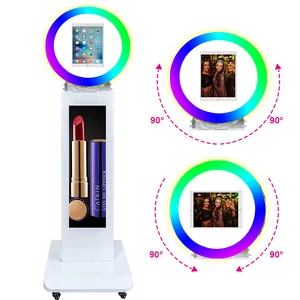 White and Black iPad Photo Booth Kiosk with LCD Screen on Stand for Party Advertising Video Display