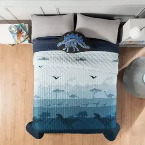 Couette individuelle Jursasic Vianney 180x235 cm, dégradé bleu, matelassée individuellement, pour toute la saison, usage domestique - Product Image 4