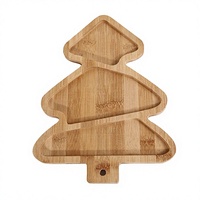 Plats de service classiques en bambou pour les fêtes, élégants, en forme de sapin de Noël/sonnettes, pour servir des friandises lors des réunions de Noël, faciles à utiliser