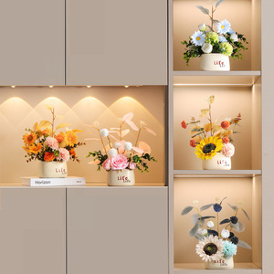 Wanli Artificielle En Céramique Pot De Fleur Plante En Pot À La Main Moderne Style Simple Lavable Réaliste Vert Intérieur Décor Real Touch - Product Image 5