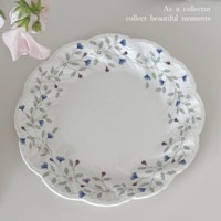 Vaisselle en céramique de style français, bleu floral, assiettes à dessert et assiettes à dîner en céramique