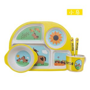 Conception de dessin animé mélamine personnalisé fibre de bambou divisé assiette tasse bol fourchette et cuillère vaisselle enfants ensemble - Product Image 6