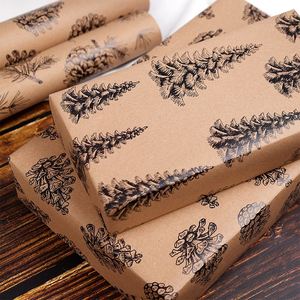 Wholesale 80g Double-Sided Kraft Print <b>Christmas</b> Custom 43cm X 10m Roll Wrapping Paper for Packaging - Product Image 4