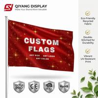 Bendera Acara Bisnis Berkualitas Tinggi Grosir Satu Sisi Latar Belakang Merah Kain Poliester 150D Custom 3x5 Dengan 2-4 Lubang Tali