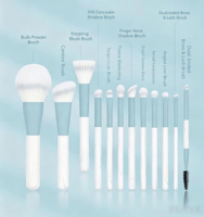 Lot de 12 pinceaux de maquillage en marbre bleu et blanc, pinceaux synthétiques doux pour poudre, fard à paupières, correcteur, maquillage de voyage, logo personnalisé, vente en gros