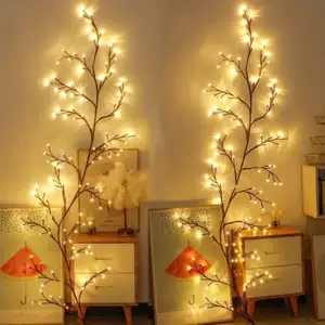 柳树藤灯8英尺144发光二极管圣诞室内壁灯人造植物树枝魔法仙女灯与遥控