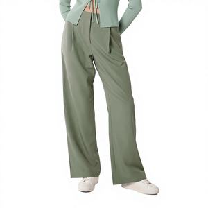 กางเกงยีนส์ซาตินลำลองคุณภาพสูงสำหรับผู้หญิง ยี่ห้อ Lyla ระบายอากาศได้ดี เป็นมิตรกับสิ่งแวดล้อม ซักได้ ทรงขากว้าง พิมพ์ลายโลโก้ดิจิทัลน่ารัก ทรงหลวม เอวสูง - Product Image 1