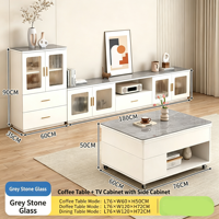 Table basse relevable multifonctionnelle moderne 2-en-1 convertible, table d'appoint mobile avec plateau en verre pour salon et usage domestique