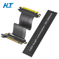 Câble d'extension flexible PCI-E 4.0 X16 personnalisé 100-2000mm avec blindage EMI pour carte graphique de bureau 32GB/s