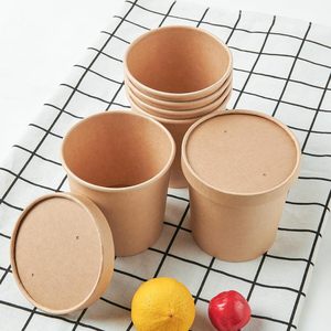 Bol en papier kraft biodégradable personnalisé de 750 ml pour aliments chauds, conteneur à emporter, gobelet à soupe en papier jetable de 250 ml avec couvercle - Product Image 4