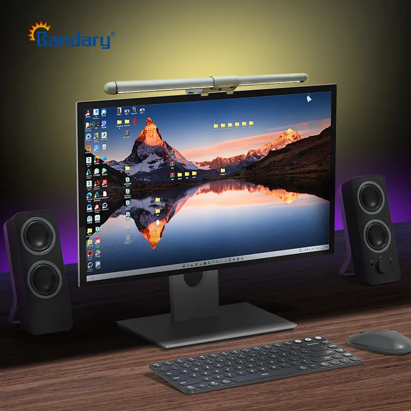 Bandary Black Gray Dual Light USB Powered Lamp Computer Music Synchronization Screen Bar Light With Gesture Adjustable RGB Light