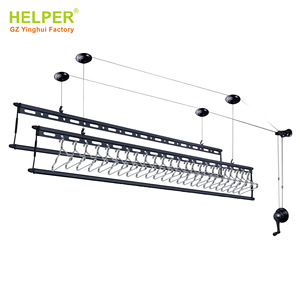 Helper Hand Cranked <b>Clothes</b> Drying <b>Rack</b> 3 Pole Adjustable Balcony Use - Product Image 1