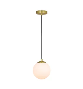 Moderna lampada a sospensione a soffitto a 1 luce, illuminazione a sospensione da cucina a globo regolabile in ottone per interni