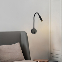 Lampes de lecture de tête de lit LED de style moderne 3W serpent col de cygne corps en aluminium en laiton angle réglable chevet pour hôtels chambres à coucher