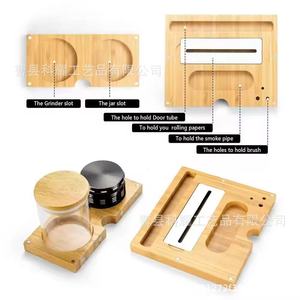 Caja de Almacenamiento de Bambú con Tapa Abatible, Organizador de Herramientas para Tabaco de Doble Capa con Compartimentos para Uso en Escritorio - Product Image 4