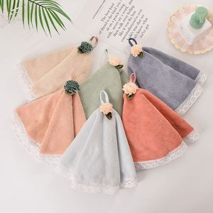 Lindo vestido de encaje Forma redonda Cara Toalla de mano para bebé Absorbente Cocina Baño Trapos de limpieza - Product Image 4